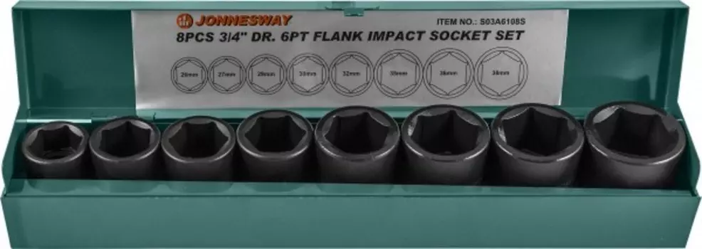 Набор головок ударных Jonnesway 3/4" 26-38мм 8 предметов S03A6108S 048531