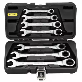 Набор ключей комбинированных с трещоткой Berger BG-7SCRW