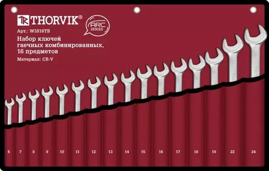 Набор ключей комбинированных Thorvik в сумке 6-24мм16 предметов W3S16TB 052607