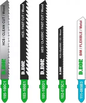 Набор пилок для лобзика Wood and Metal d.Bor 105-100C1, 103-100E1, 101-100D1, 102-075C1, 111-085B3 5шт D-193-SET-01-05