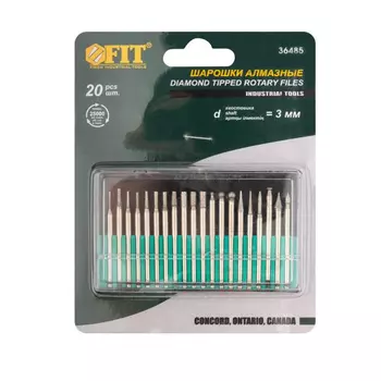 Набор шарошек алмазных FIT хвостовик 3мм 20шт 36485