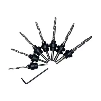 Набор сверел по дереву с зенкером с ограничителем Vertextools 3; 3.5; 4; 4.5; 5; 5.5; 6мм 0987-7