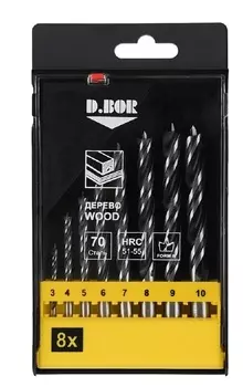 Набор сверл по дереву спиральных d.Bor 8шт 3-10мм D-DBW1-TW1-C-PS1-08