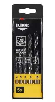 Набор сверл по дереву спиральных d.Bor 5шт 4-10мм D-DBW1-TW1-C-PS1-05