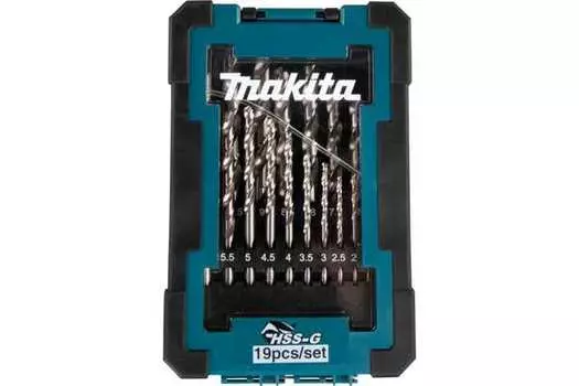 Набор сверл по металлу Makita HSS-G 19шт 1-10мм, шаг 0.5мм D-67549