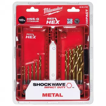 Набор сверл по металлу Milwaukee 10шт RedHex HSS-G TiN 48894759