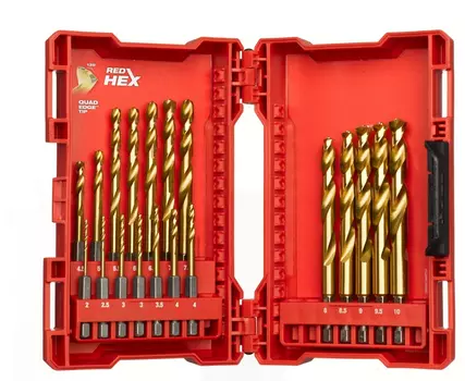 Набор сверл по металлу Milwaukee 19шт RedHex GEN II HSS-TiN 2-10мм 4932493866