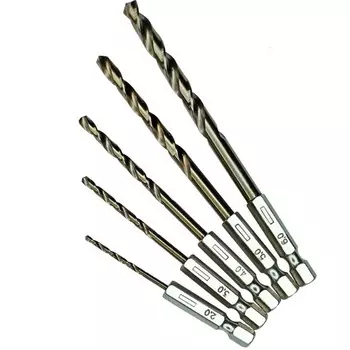 Набор сверл по металлу Vertextools 5шт с шестигранным хвостовиком 0987-5