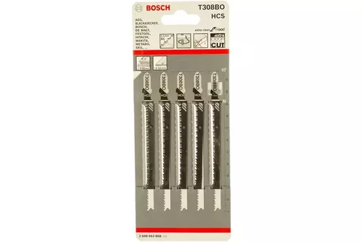 Пилки для лобзика по дереву Bosch Т308ВO (5шт) 2608663868