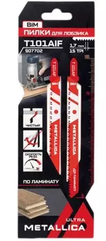 Пилки для лобзика по дереву и ЛДСП METALLICA Ultra T101AIF, 100/75мм шаг 1,7мм, BiM чистый рез 2шт 907702