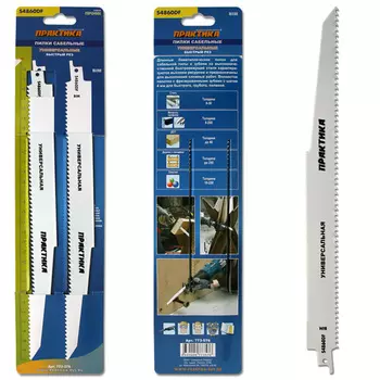 Полотно для сабельной пилы универсальное Практика S4860DF BIM 300мм шаг 4мм 2шт 773-576
