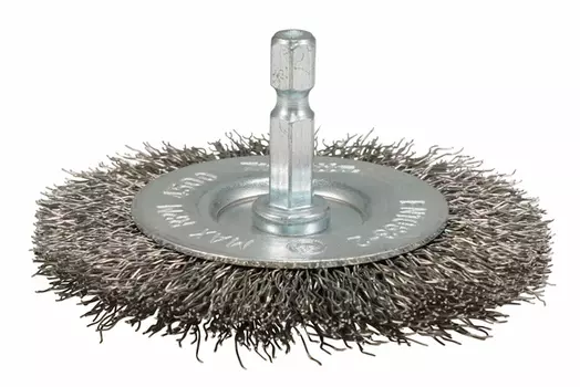 Щетка проволочная дисковая Makita d75 мм, толщ. проволоки 0.3 мм, гофрированная, нерж.сталь, 1/4" D-76635