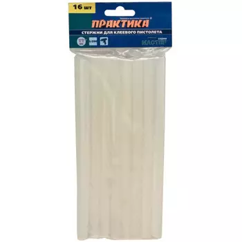Стержень клеевой Практика 11*200мм белый, прозрачный 16шт 641-602