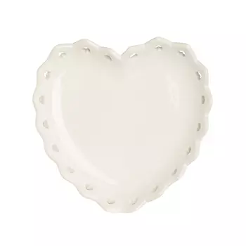 Блюдо, 18 см, керамика, белое, Сердце, Pure heart