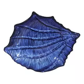 Блюдо, 21 см, стекло, синее, Ракушка, Coast