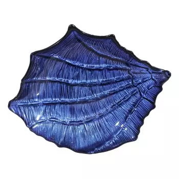 Блюдо, 21 см, стекло, синее, Ракушка, Coast