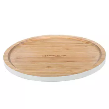 Блюдо, 24 см, бамбук, круглое, серый кант, Bamboo