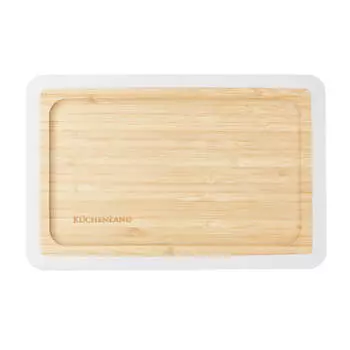 Блюдо, 24х16 см, бамбук, прямоугольное, серый кант, Bamboo soft