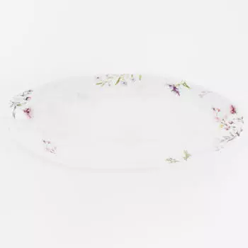 Блюдо, 26х10 см, фарфор P, овальное, белое, Цветы, Wild flowers