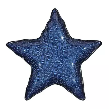 Блюдо, 28 см, стекло, синее, Морская звезда, Drop
