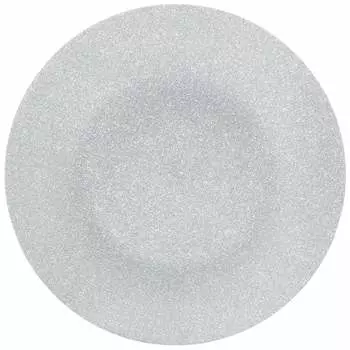 Блюдо, 32 см, стекло, серебристое, Glitter
