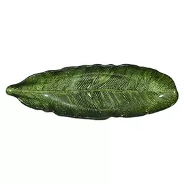 Блюдо, 42 см, стекло, зеленое, Тропический лист, Oasis