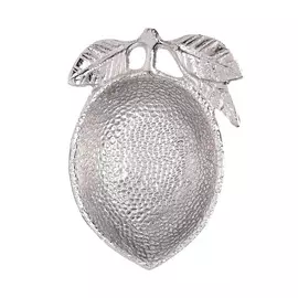 Блюдо декоративное, 15 см, металл, серебристое, Лимон на ветке, Sicily