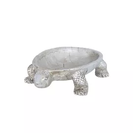 Блюдо декоративное, 23,5х13,5 см, полирезин, серебристое, Черепаха, Coast