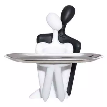 Блюдо декоративное, 23 см, фарфор P, черно-белое, Он и она, Two faces