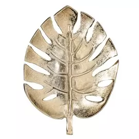 Блюдо декоративное, 23х32 см, металл, золотистое, Лист монстеры, Oasic