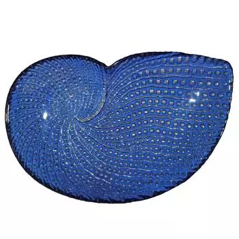 Блюдо глубокое, 28х4 см, стекло, синее, Ракушка, Coast