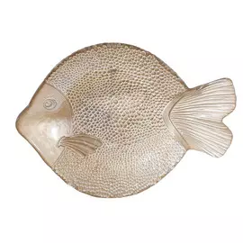 Блюдо глубокое, 29х5 см, стекло, бежевое, Рыба, Fish print