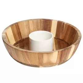 Блюдо глубокое, для закусок, 27 см, с пиалой, дерево/керамика, Noble tree