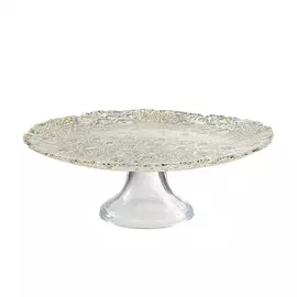 Блюдо на ножке, 22х6 см, стекло, серебристое, Drop