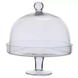 Блюдо на ножке, 26 см, с крышкой, стекло, Купол