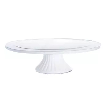 Блюдо на ножке, 27 см, керамика, белое, Winter light