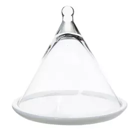 Блюдо с крышкой, 25 см, круглое, мрамор/стекло, Белый мрамор, Maniera