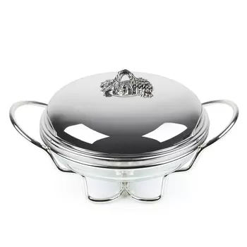 Блюдо с подогревом, 37х13 см, стекло Т/сталь, круглое, Vintage