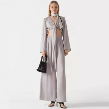 Брюки женские, р. XL, широкие, полиэстер, песочные, Millie