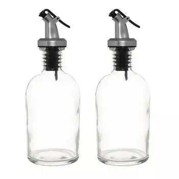 Бутылка для масла и уксуса, 240 мл, 2 шт, стекло/пластик, Clear