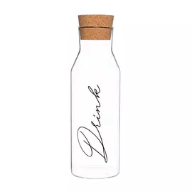 Бутылка для напитков, 1,2 л, стекло Б/пробка, Clear font