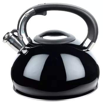 Чайник, 2,5 л, со свистком, сталь, черный, Whistle