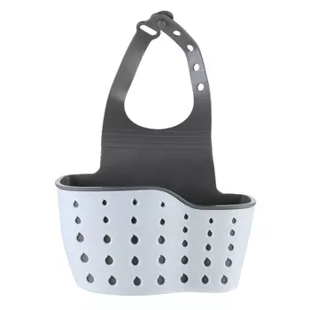 Держатель для кухонной губки, 12х8/23 см, подвесной, пластик/резина, серый, Капли, Keeping