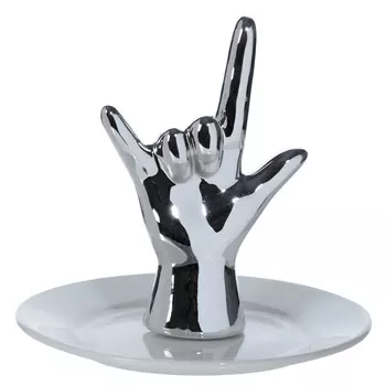 Держатель для украшений, 11 см, керамика, белый/серебристый, Рука