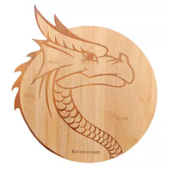 Доска разделочная, 29x25 см, бамбук, круглая, Дракон, Bamboo
