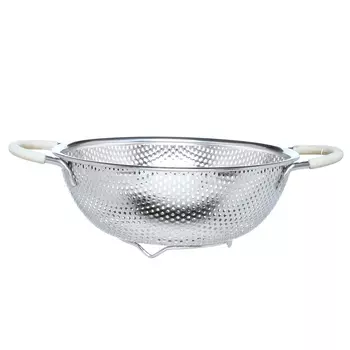Дуршлаг, 19 см, с двумя ручками, сталь/силикон, бежевый, Sieve