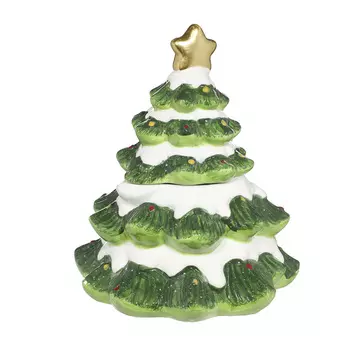 Емкость для хранения, 16х20 см, керамика, зеленая, Елка со звездой, Christmas classic