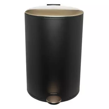 Емкость для мусора, 12 л, с педалью, металл, черно-золотистое, Black chic