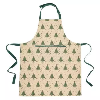 Фартук, 70х85 см, хлопок, бежево-зеленый, Елки, Firtree