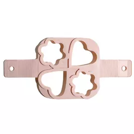 Форма для оладий/яиц, 34х16 см, 4 отд, силикон, пудровая, Сердце